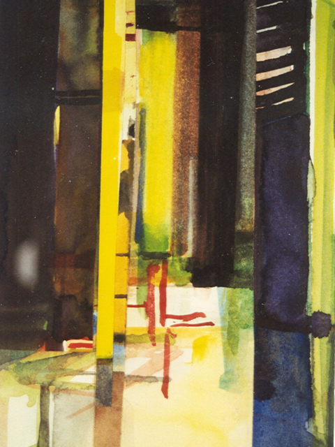 Schilderij Helmuth van Galen Binnenruimte a-20 ∙14x21 cm ∙ aquarel ∙ 1999 ∙ Particulier bezit