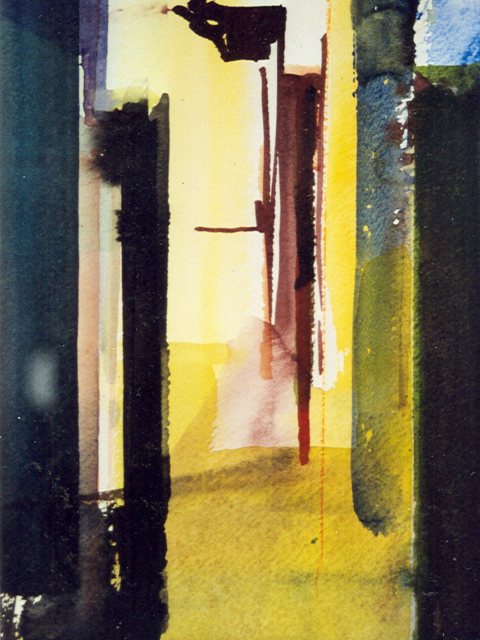 Schilderij Helmuth van Galen Binnenruimte a-16 ∙ 14x21 cm ∙ aquarel ∙ 2001 ∙ Particulier bezit