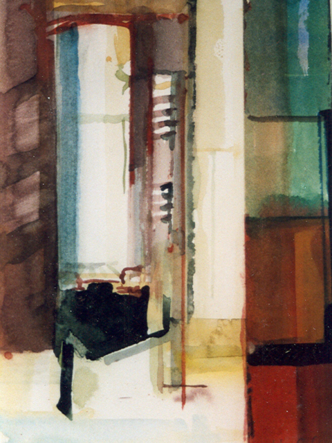 Schilderij Helmuth van Galen Binnenruimte a-33 ∙ 14x21 cm ∙ aquarel ∙ 2001 ∙ SBK Haarlem