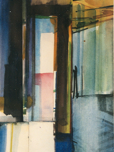 Schilderij Helmuth van Galen Binnenruimte  a-6 ∙ 14x21 cm ∙ aquarel ∙ 2001 ∙ Particulier bezit