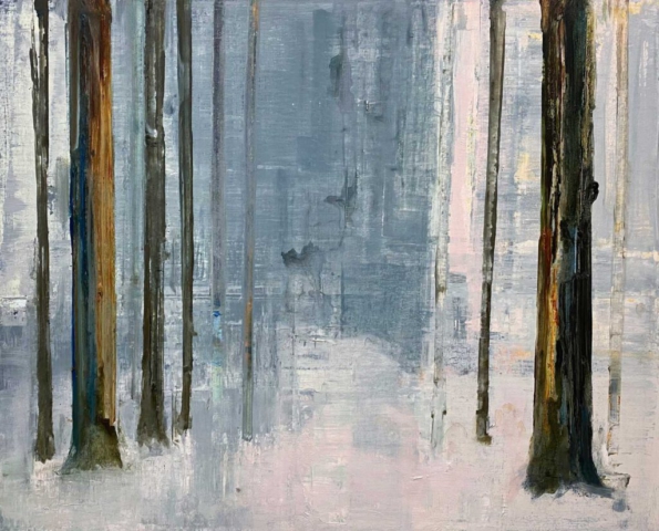Helmuth van Galen, ritme, abstraheren, bos, bomen, grijs, bruin
