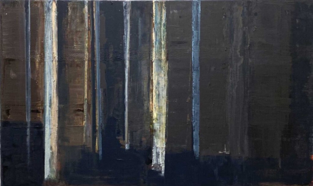 Helmuth van Galen, schilderijen, abstraheren, bos, bomen, ritme, donker