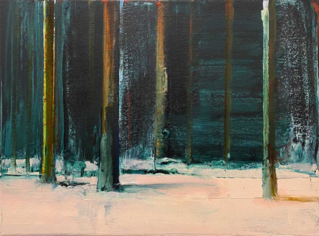 Helmuth van Galen, schilderijen, abstraheren, bomen, ritme, bos, groen